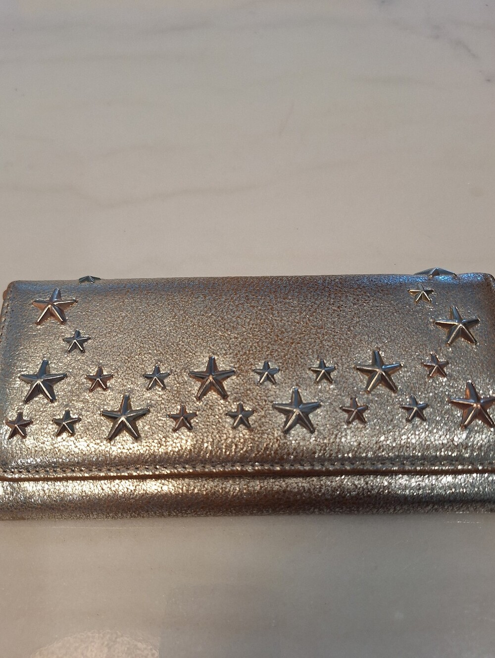 Jimmy Choo Filipa Silver Star Studded Wallet EUC